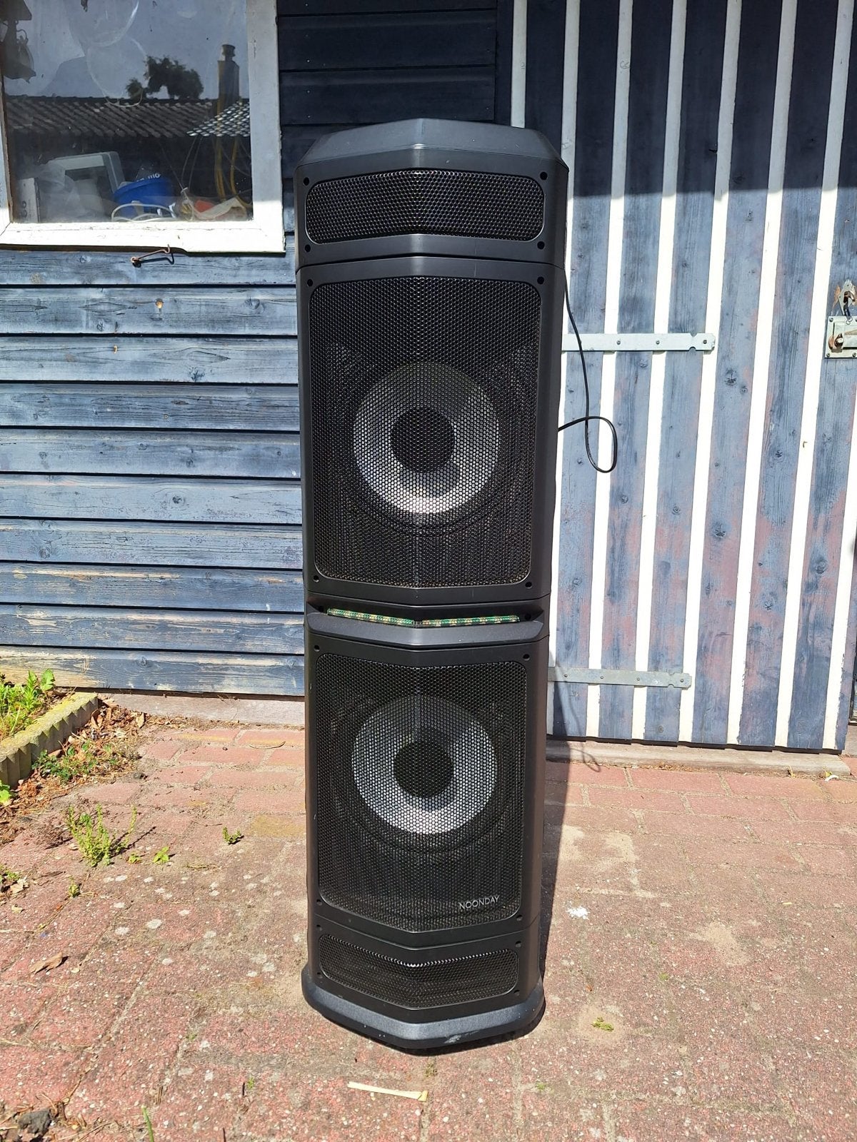Noonday Partytower XXL 500W met Licht, Geluid & Bluetooth, Gebruikt, Party speaker, Bluetooth, Ophalen