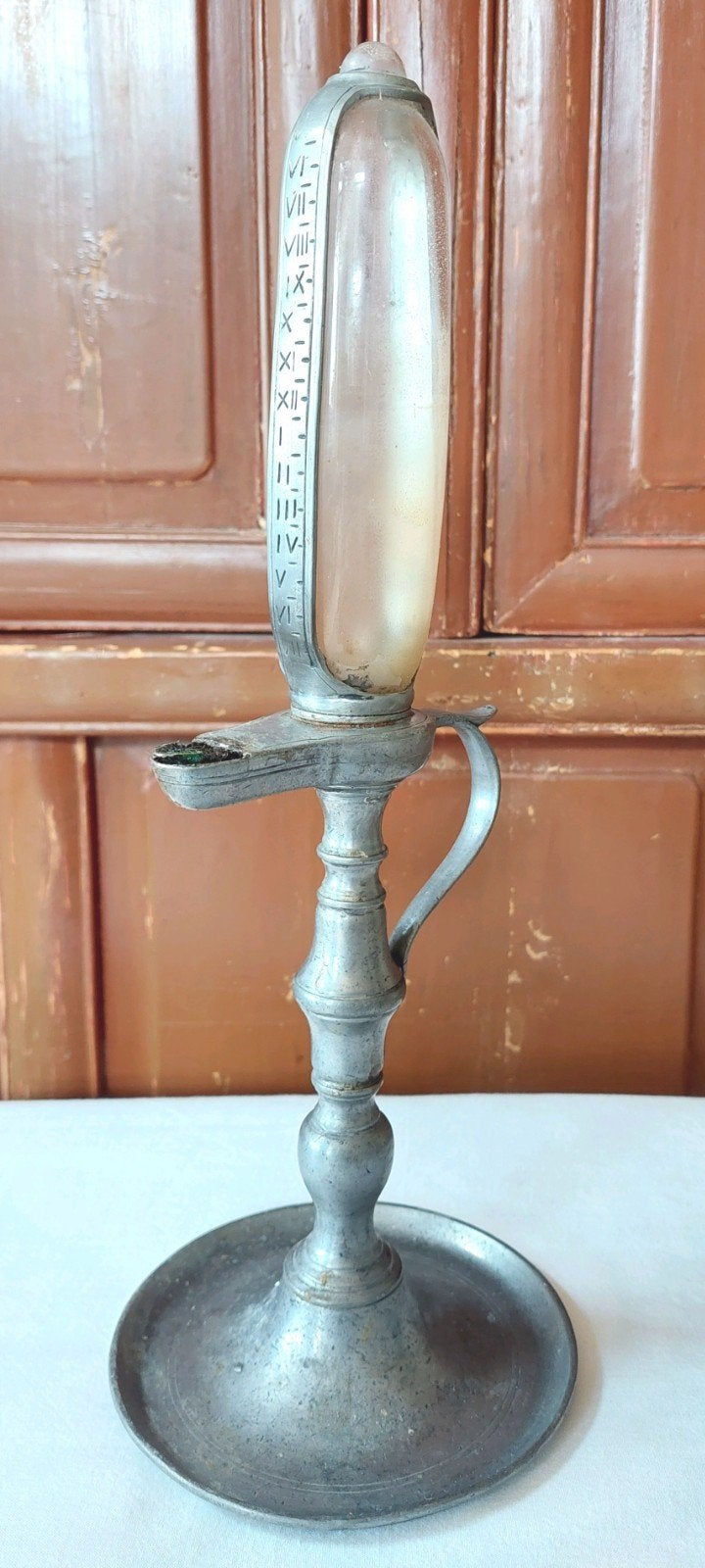 Antieke klok tin olielamp snotlamp olie lamp 19e eeuw clock, Ophalen of Verzenden, Overige materialen