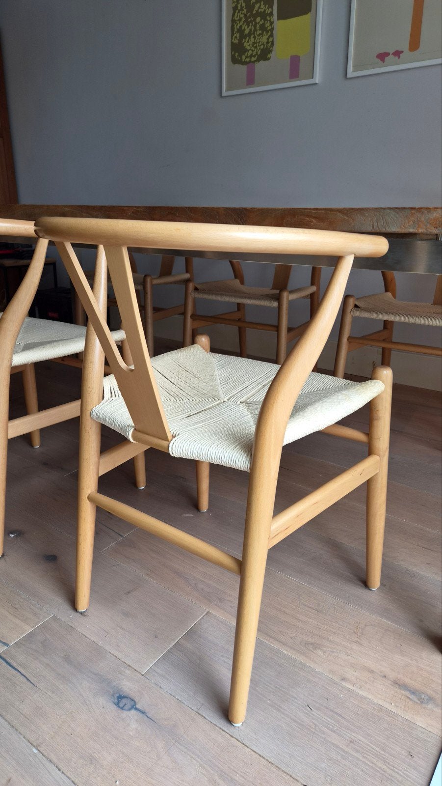 6 houten eetstoelen - Japandi stijl, Ophalen, Japandi, Bruin, Zo goed als nieuw