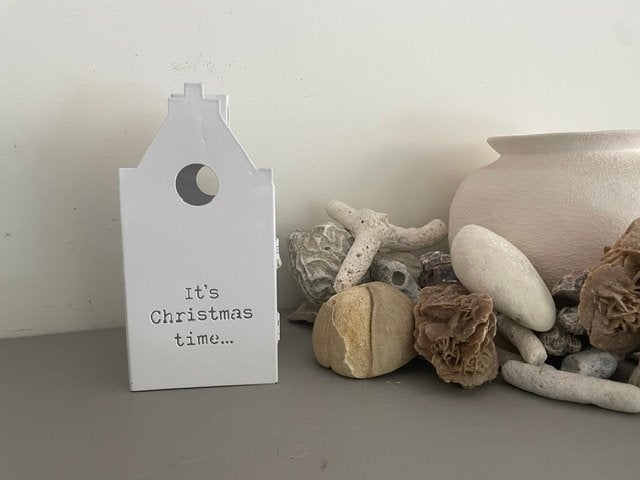 Witte metalen kerst decoratie. Lantaarnhuisje Riverdale, Ophalen, Nieuw