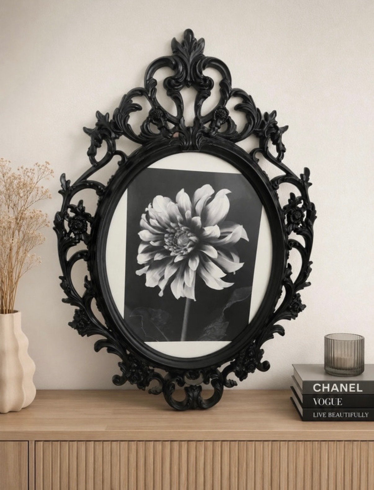 Decoratieve Barok Fotolijst Zwart Ovaal, Kunststof, Nieuw, Ophalen of Verzenden, Fotolijst
