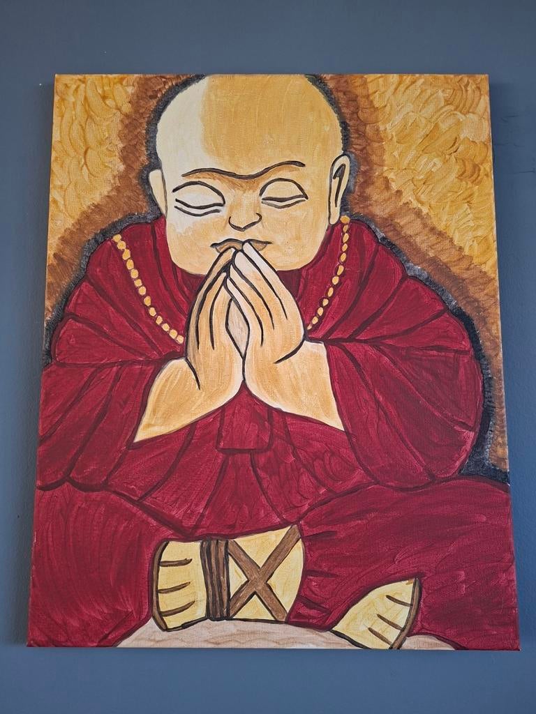 Schilderij van een biddende monnik 40x50, Ophalen of Verzenden
