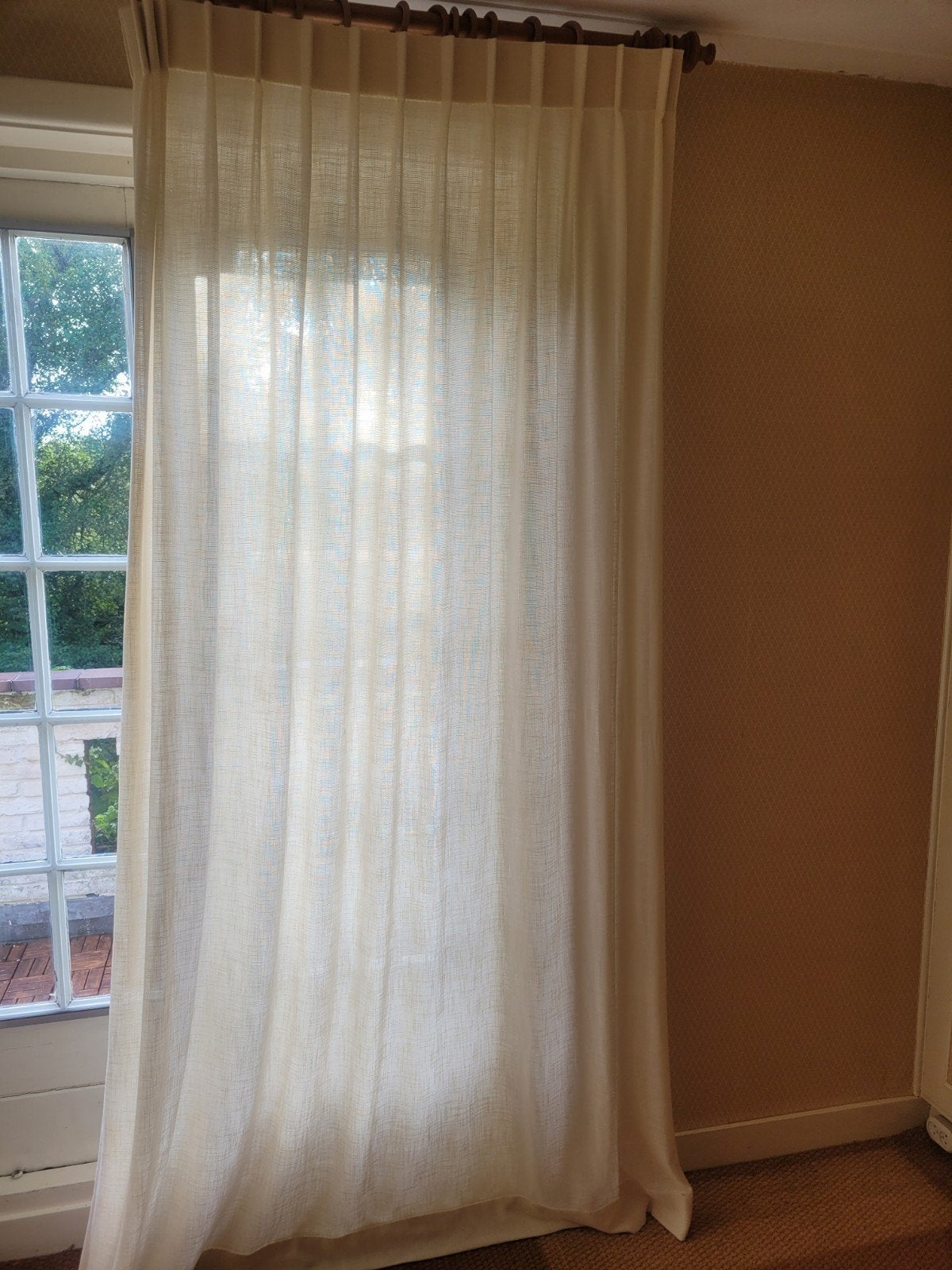 Lichtdoorlatend gordijn, crème, één deel 97x240 inbetween, Ophalen of Verzenden, Zo goed als nieuw, Crème, 97 cm