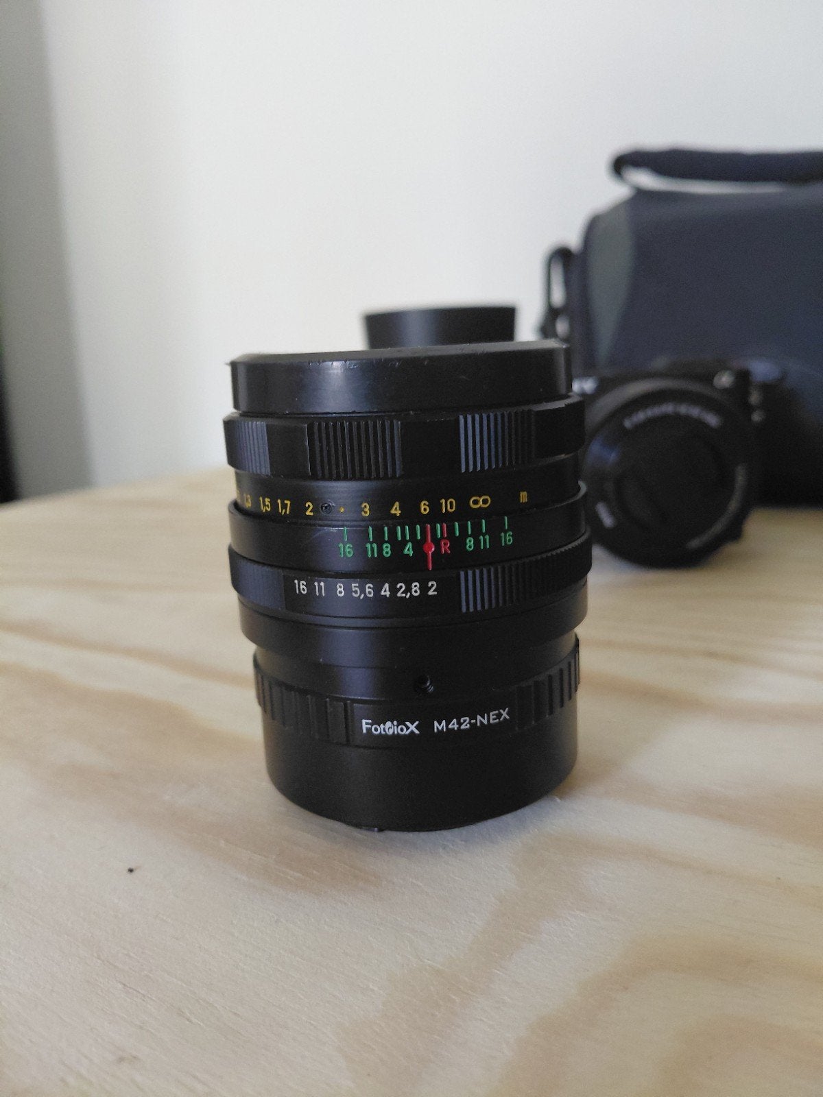 Helios-44M 58mm f/2 lens + Fotodiox M42-NEX adapter, Audio, Tv en Foto, Fotografie | Lenzen en Objectieven, Ophalen, Gebruikt