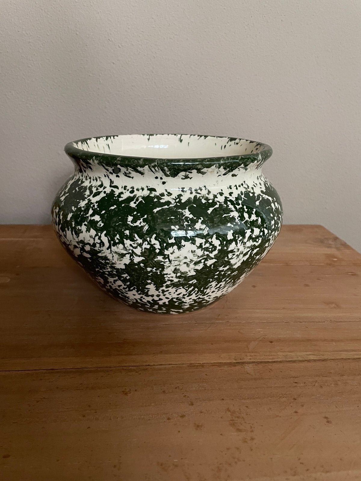 Bloempot groen  uit jaren 70, Rond, Ophalen of Verzenden, Zo goed als nieuw, Aardewerk