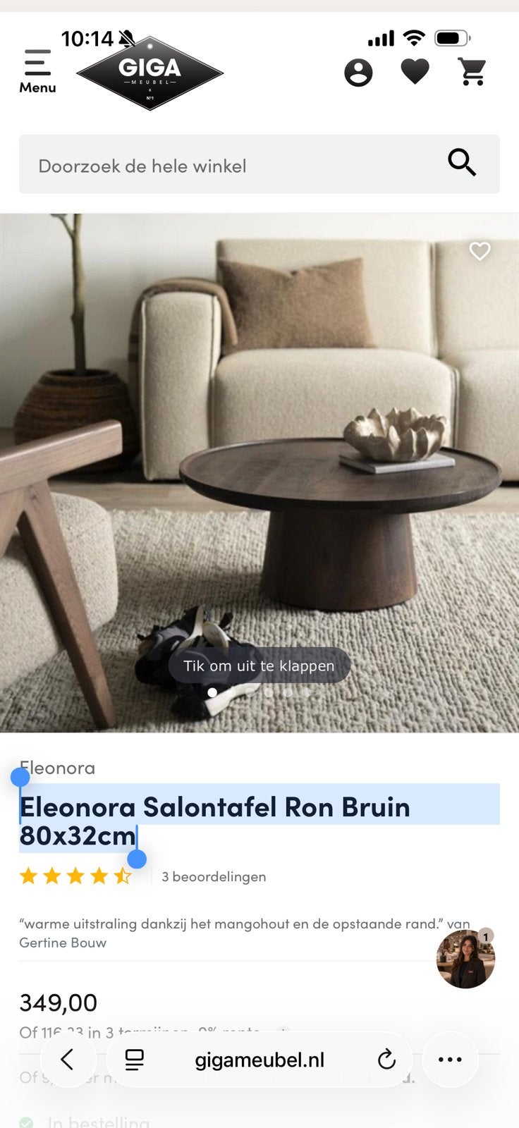 Eleonora Salontafel Ron Bruin 80x32cm en 66x39, Huis en Inrichting, Tafels | Salontafels, Ophalen, 100 tot 150 cm, 50 tot 100 cm