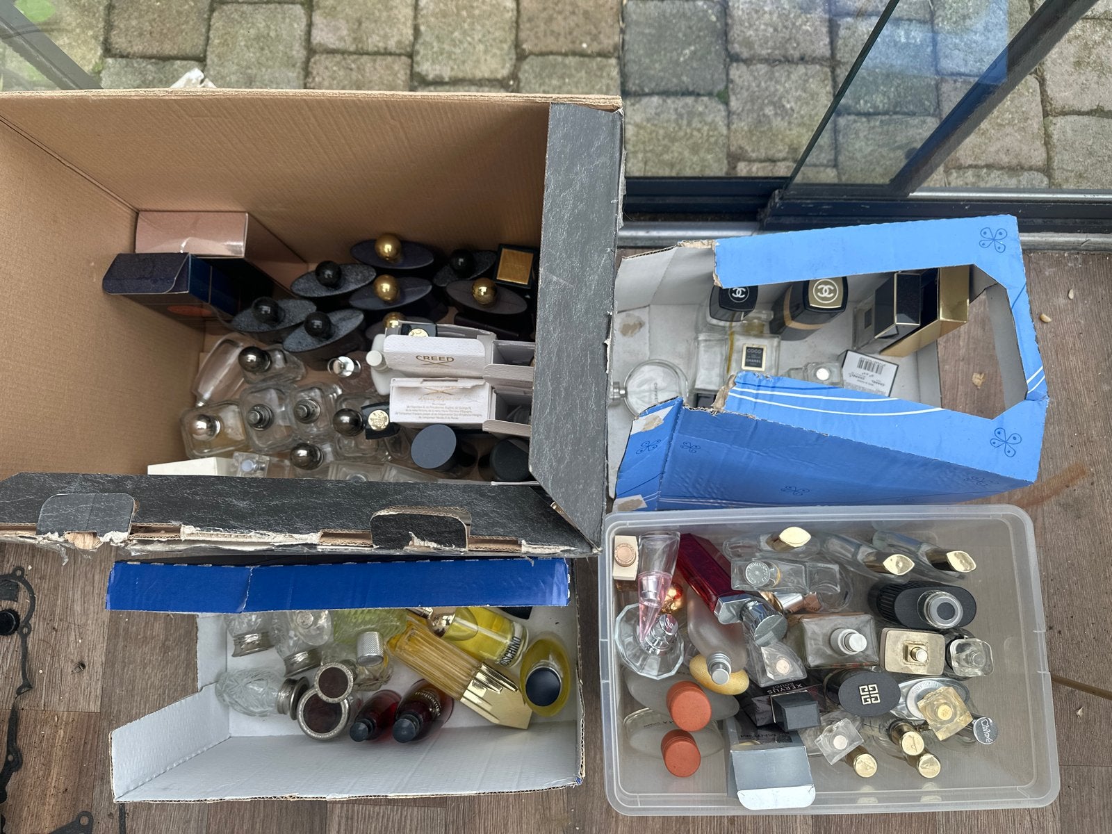 Grote partij merk lege en deels gevulde parfumflessen, Ophalen of Verzenden, Gebruikt