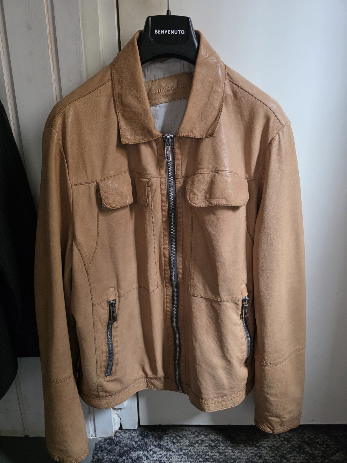 Milestone Leren Jas - Handgemaakt Leer NIEUW!, Maat 52/54 (L), Bruin, Nieuw, Milestone