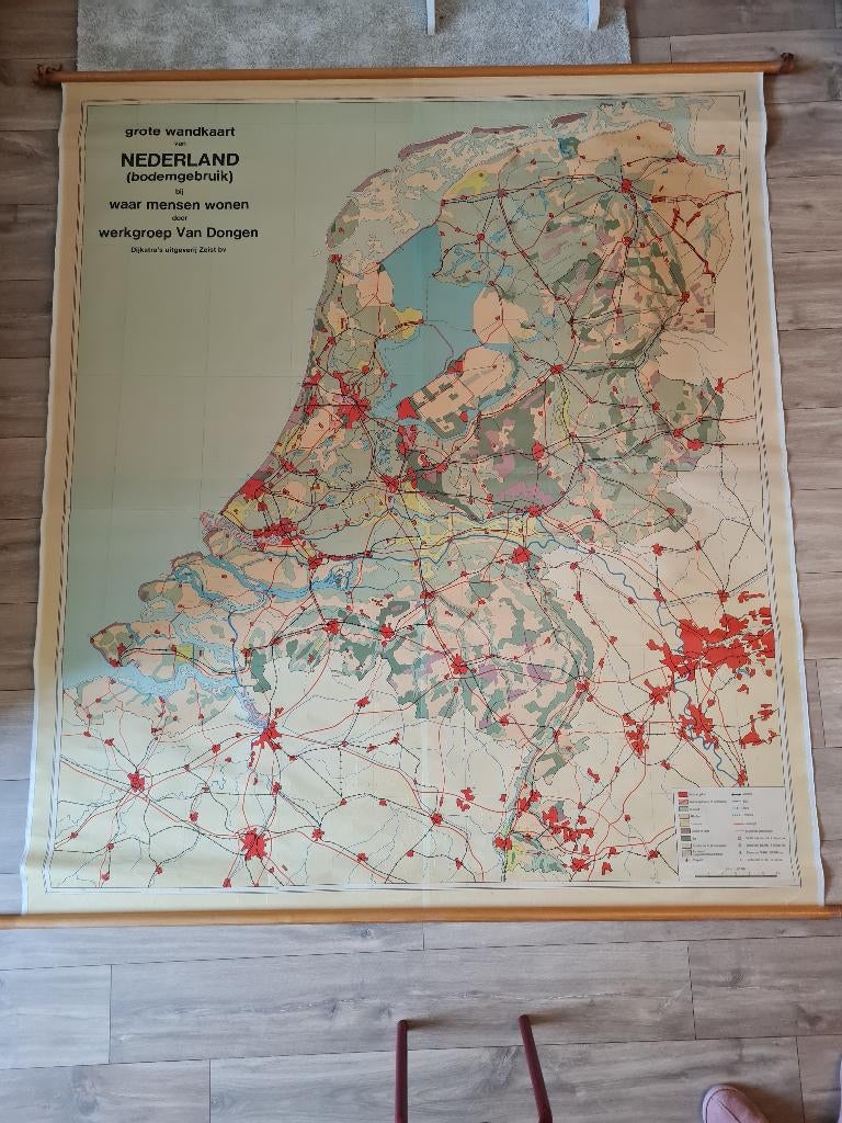 schoolkaart op stok - bodemgebruik, Antiek en Kunst, Ophalen, Aardrijkskunde