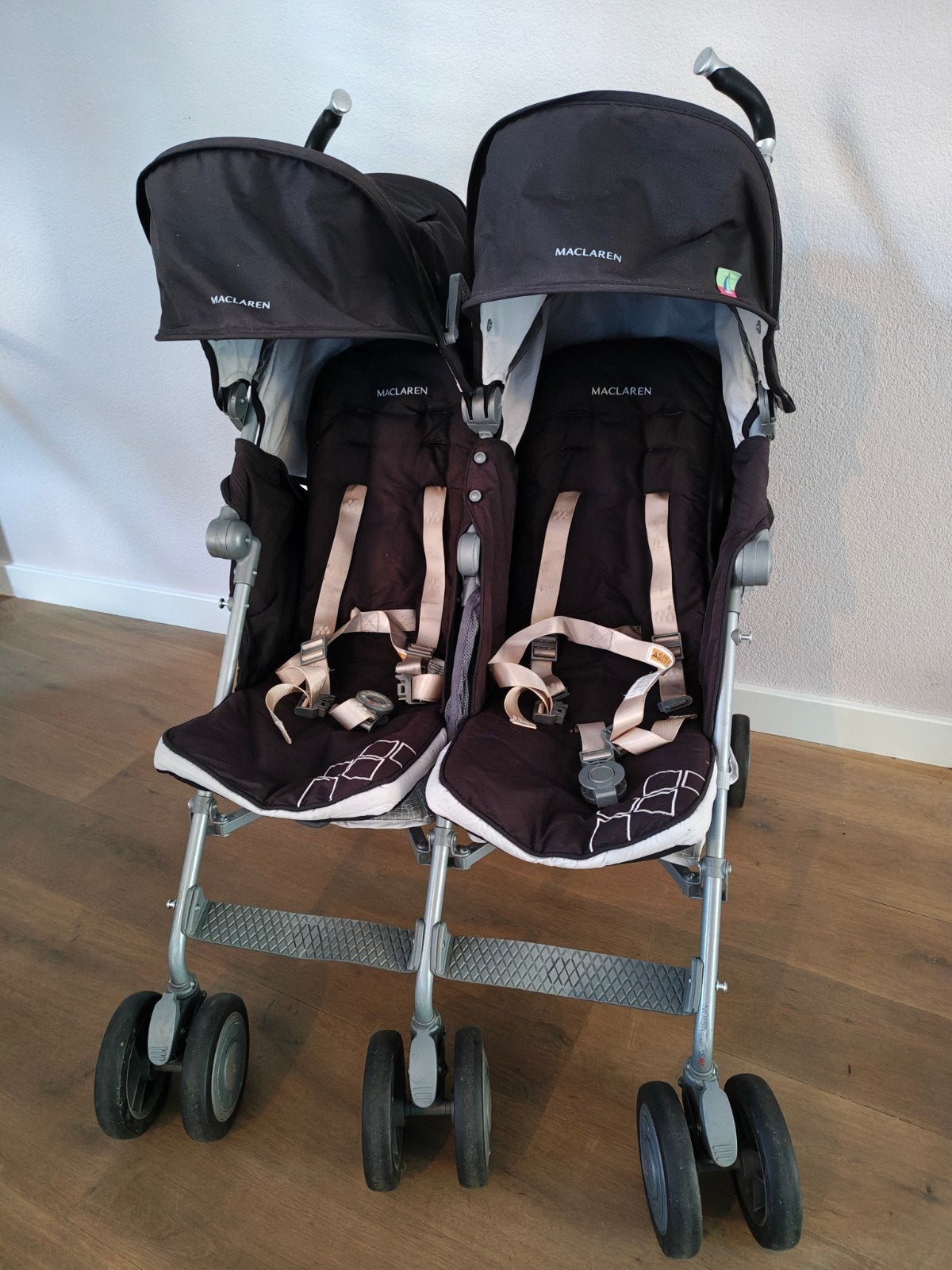 Dubbele Buggy tweeling kinderwagen Maclaren, Ophalen, Gebruikt