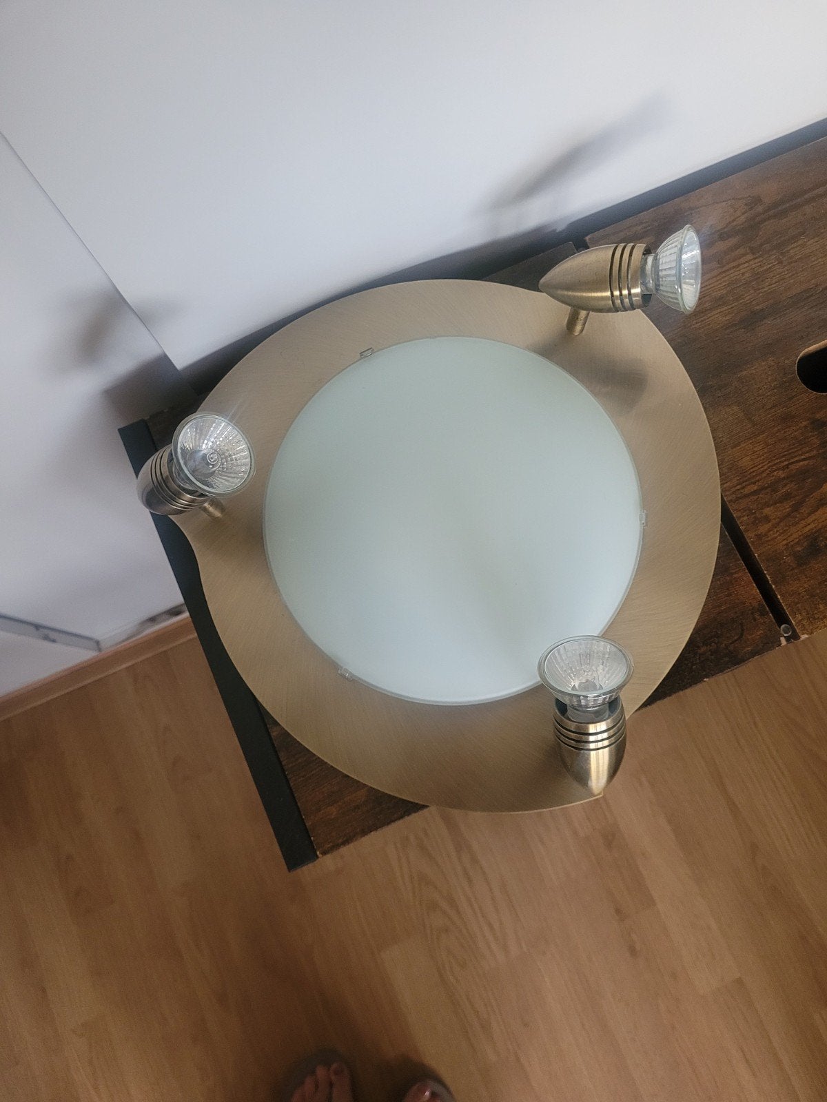 Mooie plafondlamp met spots - wegens interieur verandering, Zilver, Gebruikt, Plafondspot, Ophalen of Verzenden