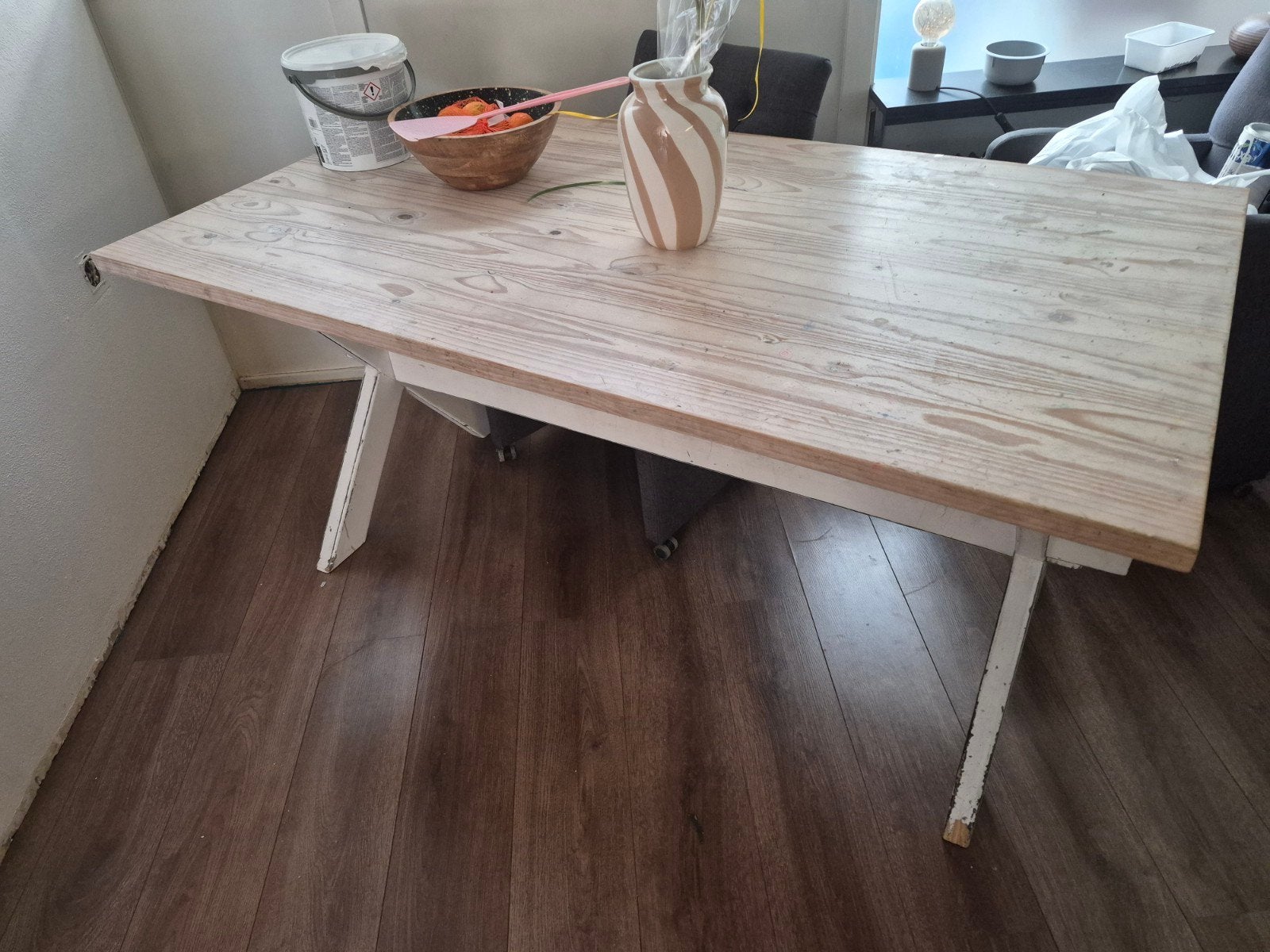 Degelijke eettafel 160x90 cm - opknapper, Ophalen, Gebruikt, 50 tot 100 cm, 150 tot 200 cm