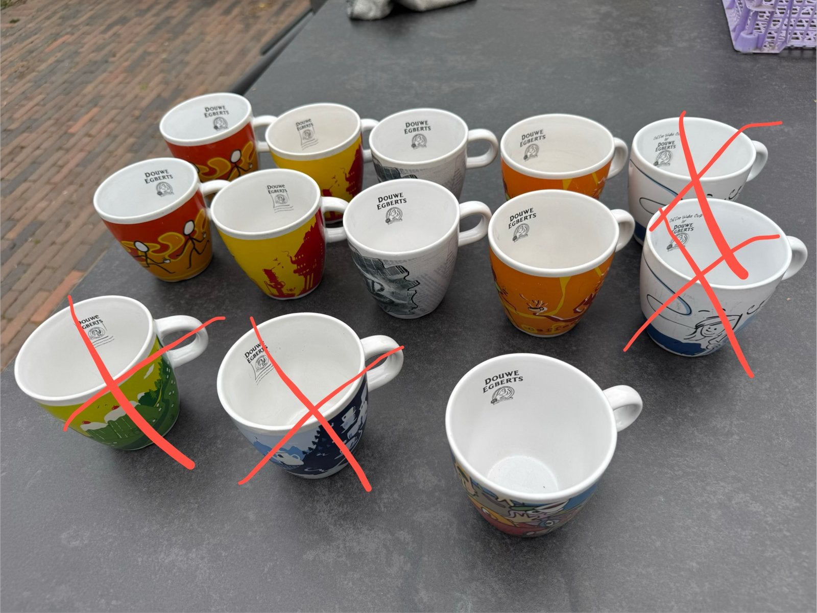 9 Douwe Egberts Mokken – Design People & Coffee Wake Cup, Huis en Inrichting, Gebruikt, Overige merken, Ophalen of Verzenden, Overige stijlen