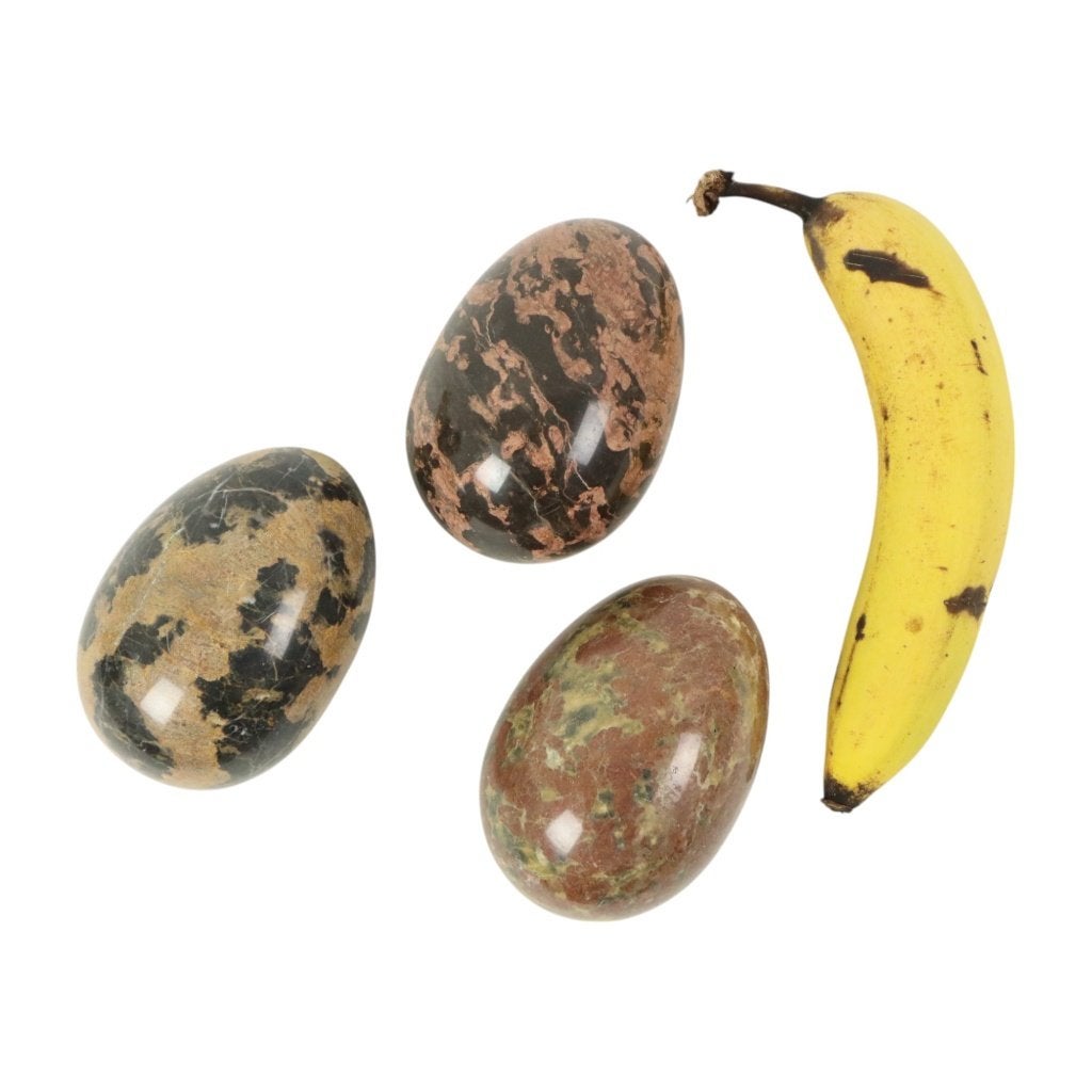 Set van 3 Grote Eieren Massief Marmer Natuursteen Decoratief, Ophalen of Verzenden, Mineraal