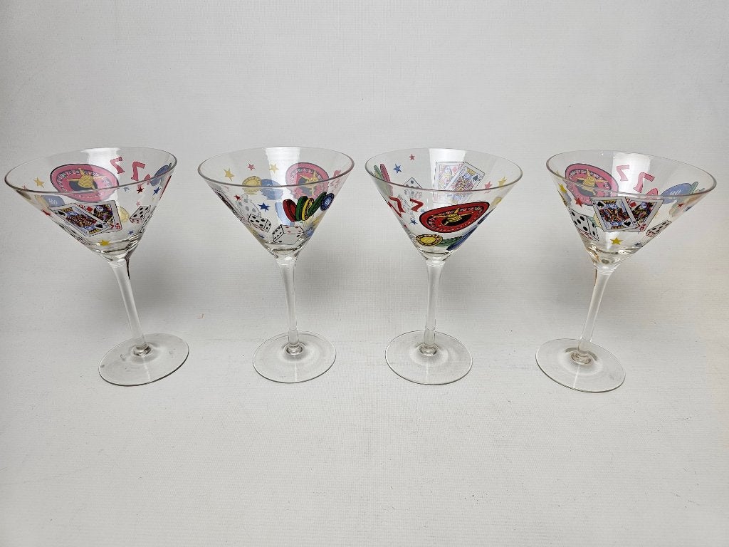 # 4 Poker Tini Casino Cocktail Martini Glazen, Ophalen, Gebruikt, Overige typen