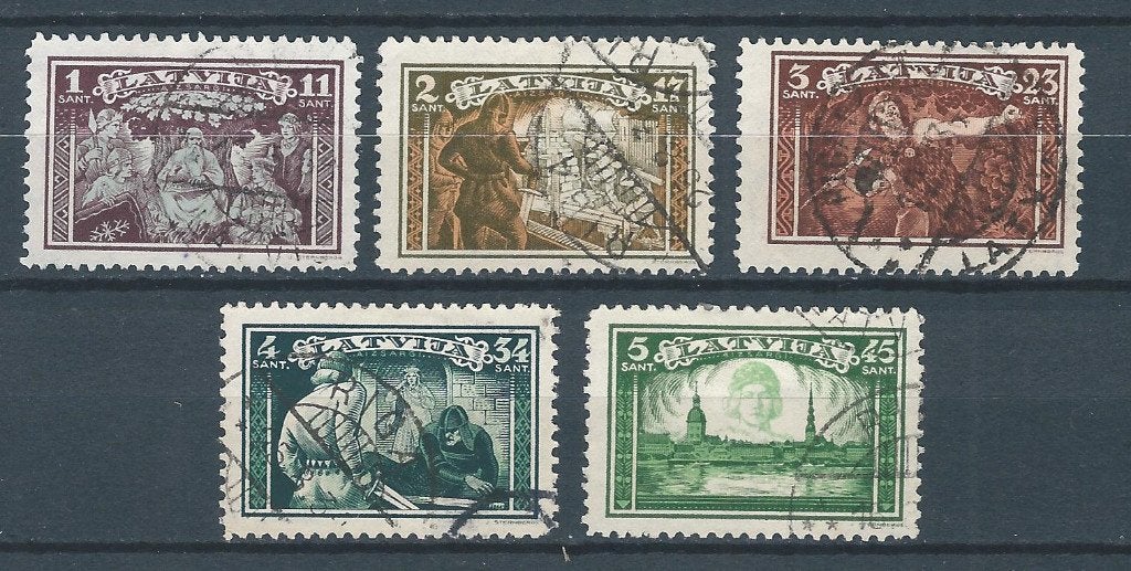 C700 Baltische staten – Letland – MiNr 193-197A (gestempeld), Ophalen of Verzenden, Overige landen, Gestempeld