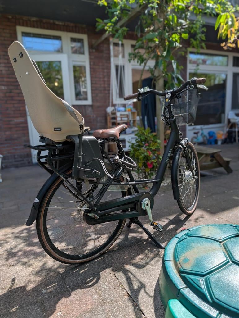 Popal elektrische moederfiets met kinderzitjes, Ophalen, 1 zitje, Overige merken, Mandje