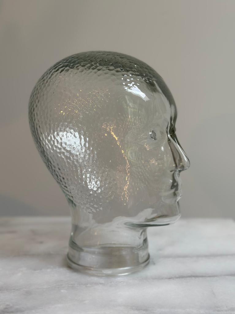 Vintage 1970’s mannequin hoofd helder glas, Ophalen of Verzenden