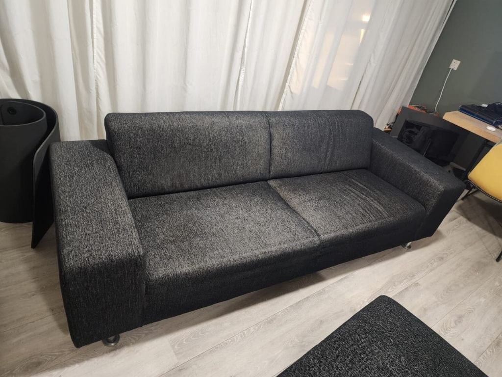 Anthracite Grey 3-Seater Sofa + Matching Ottoman, Ophalen, Gebruikt, 75 tot 100 cm, Driepersoons