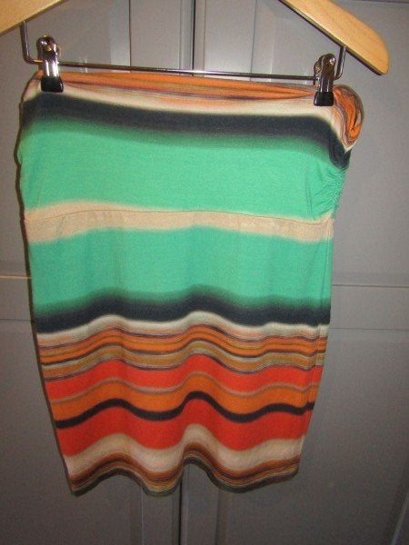 G1080 La Ligna mt M rok groen oranje tricot, Maat 38/40 (M), Verzenden, Knielengte, Gedragen