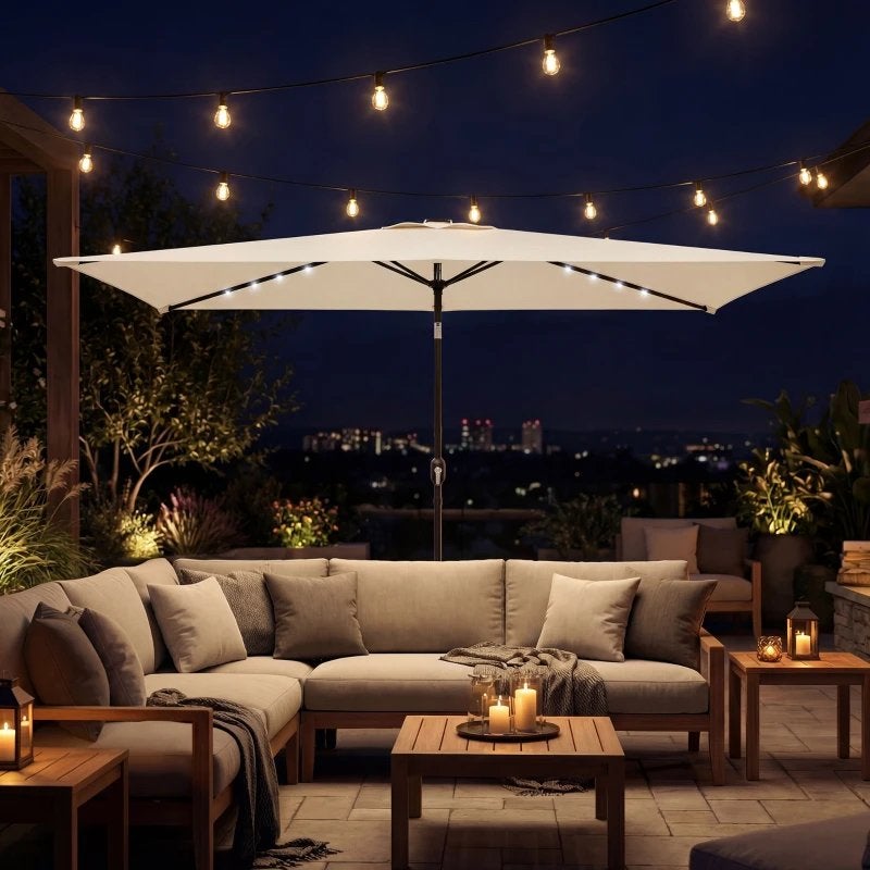 Parasol LED Solar ca. 300 x 200 cm kantelbaar NIEUW IN DOOS, Tuin en Terras, Parasols, Nieuw, Stokparasol, 2 tot 3 meter, Kantelbaar