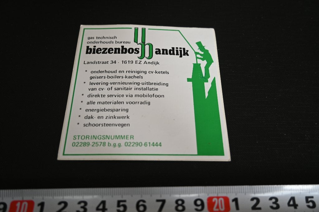 sticker Andijk Biezenbos Andijk Gas technisch onderhoudsburo, Ophalen, Zo goed als nieuw