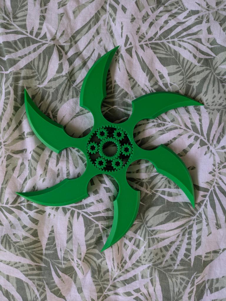 3D Geprinte Groene Shuriken - Fidget Speelgoed/Decoratie, Ophalen of Verzenden