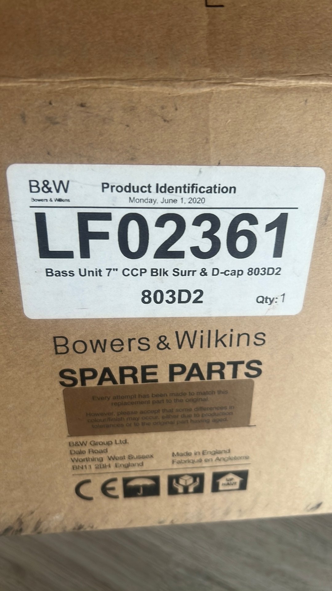 Bowers & Wilkins 803D2 Bass Unit LF02361 – originele woofer, Ophalen of Verzenden, Nieuw, Bowers & Wilkins (B&W)