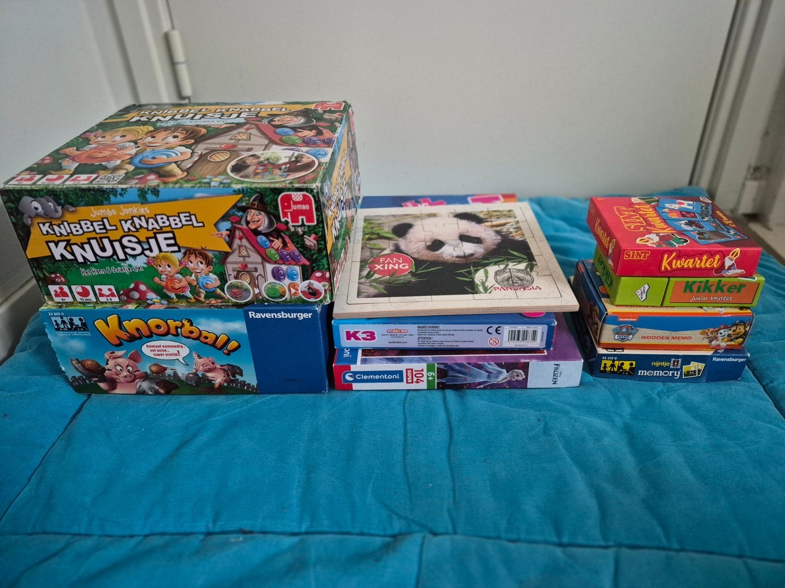 9-delig spellen- en puzzelpakket: kwartet, memory, puzzels, Ophalen, Minder dan 500 stukjes, Gebruikt