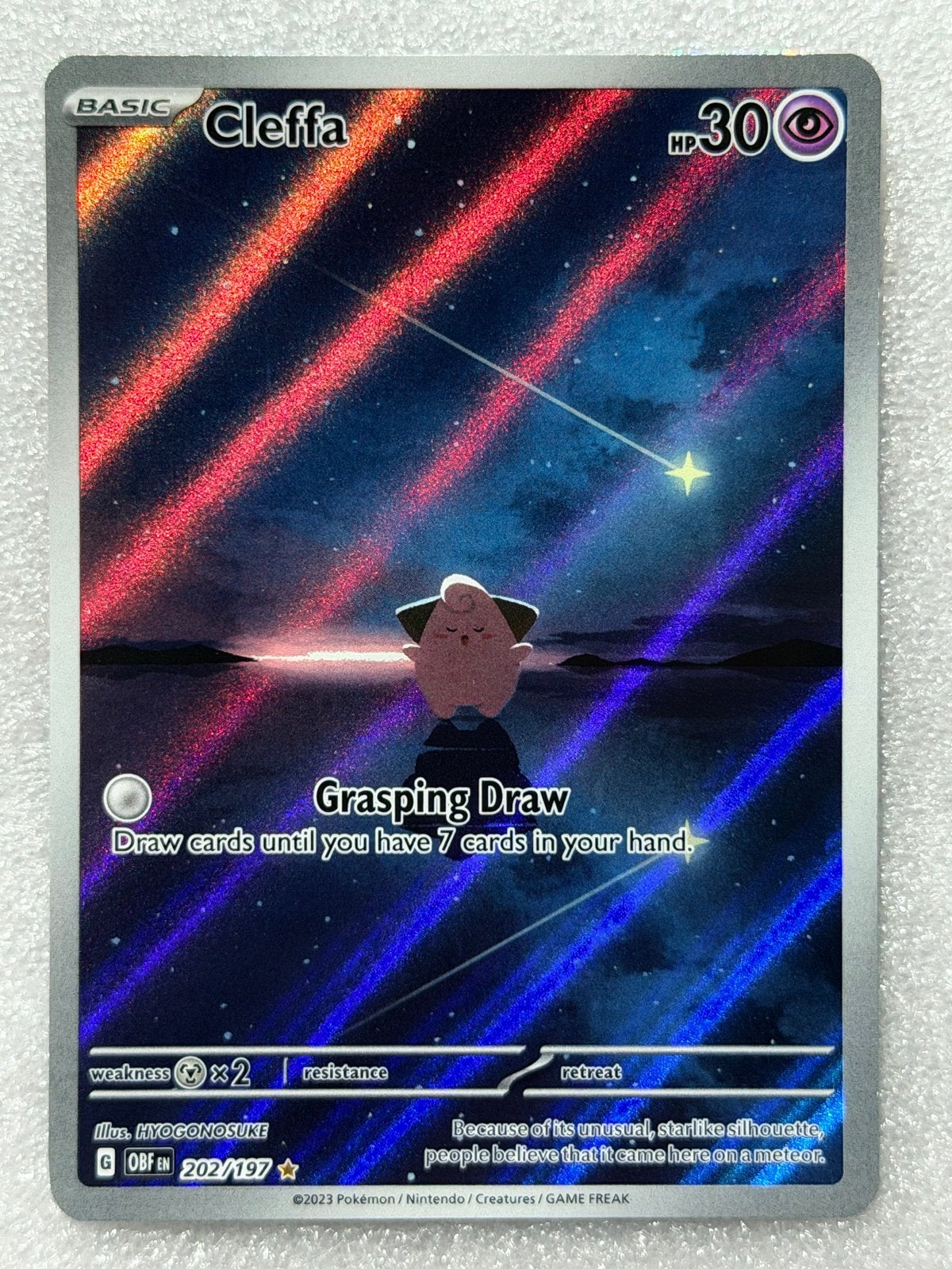 Cleffa OBF 202/197 Obsidian Flames - Pokémon, Ophalen of Verzenden, Zo goed als nieuw, Losse kaart, Foil