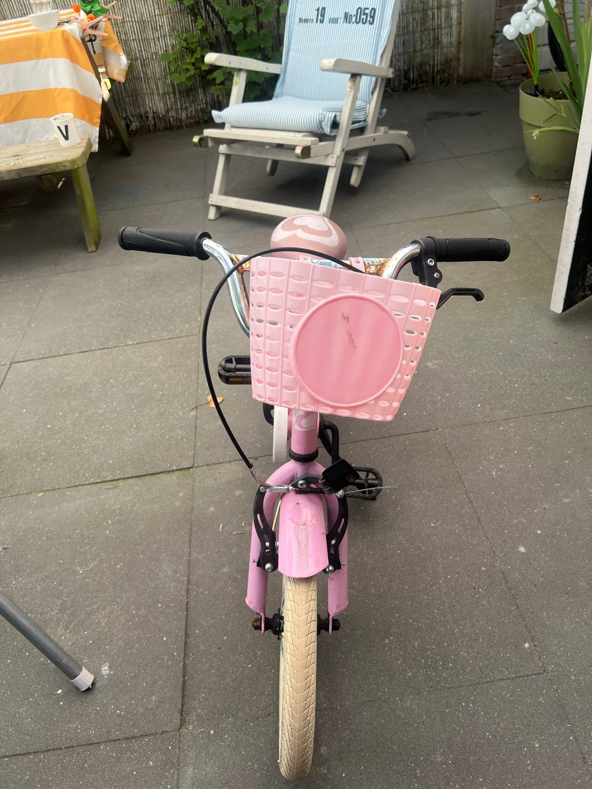 Roze kinderfiets Sweetie met mandje, Ophalen, Gebruikt, Velgrem, 16 tot 20 inch