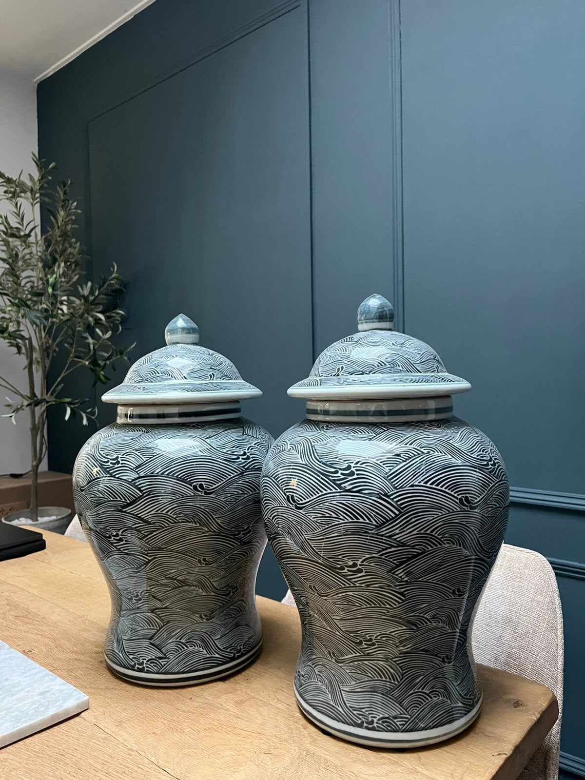 2x grote chinese potten/vazen/kruiken, Huis en Inrichting, Ophalen, Zo goed als nieuw, Overige kleuren, Glas