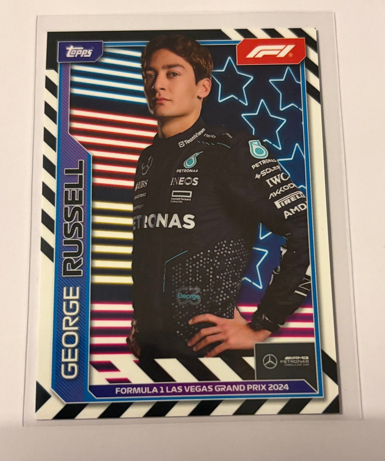 Topps F1 2024 George Russell Vegas Kaart, Verzamelen, Ophalen of Verzenden, Zo goed als nieuw, Formule 1