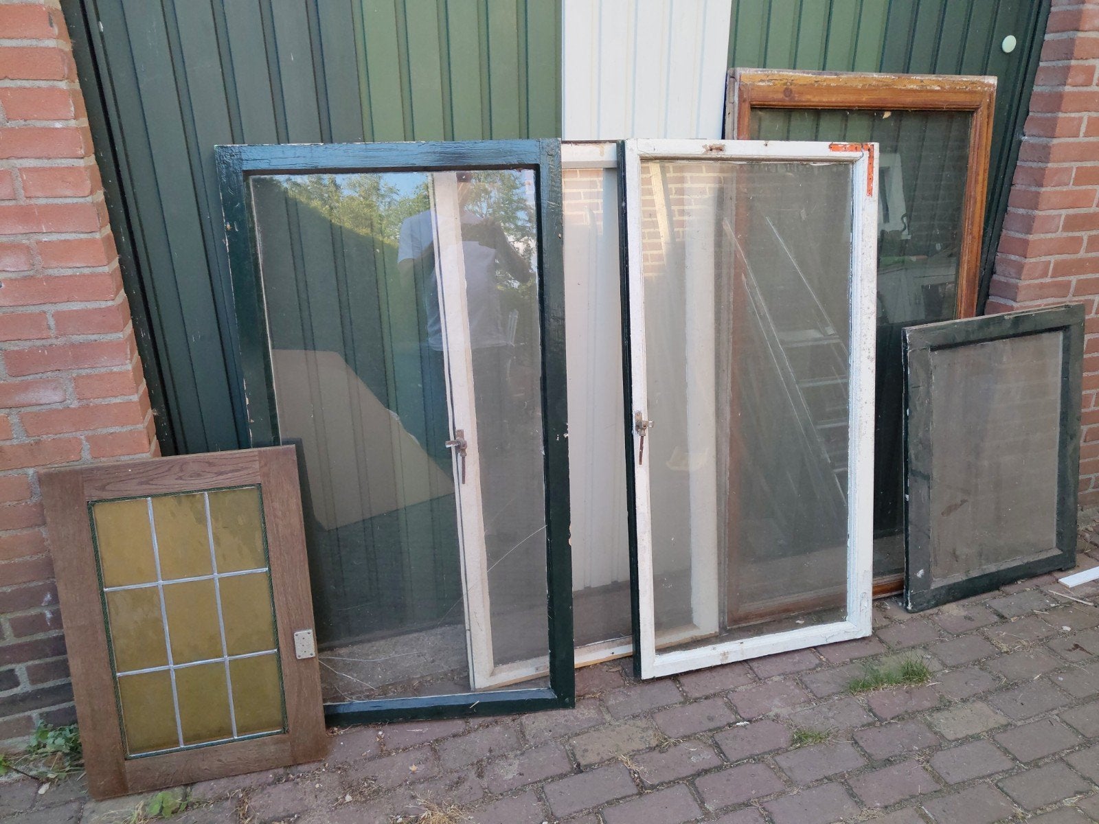 Partij oude ramen enkelglas., Ophalen, Gebruikt, Gevelraam of Ruit