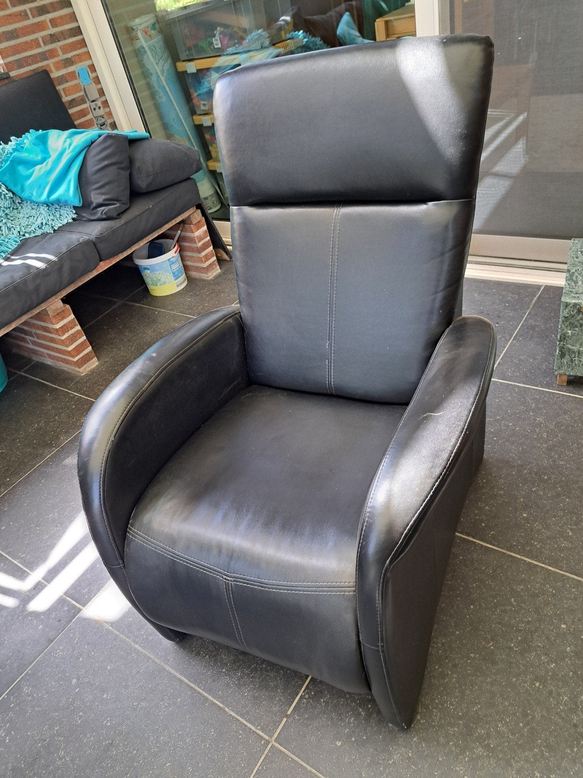 relaxfauteuil zwart skai, Ophalen, Minder dan 75 cm, 50 tot 75 cm
