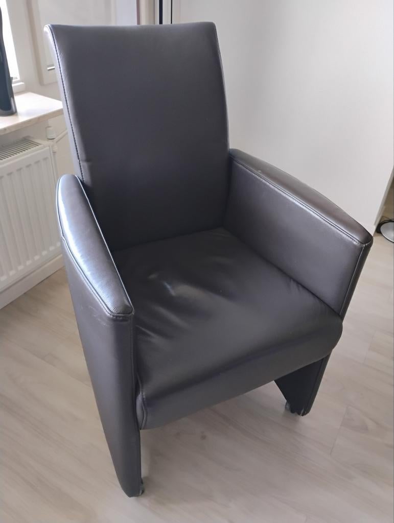 6 Mooie lederen stoelen rug verstelbaar en verrijdbaar, Ophalen, Minder dan 75 cm, Leer, Zo goed als nieuw