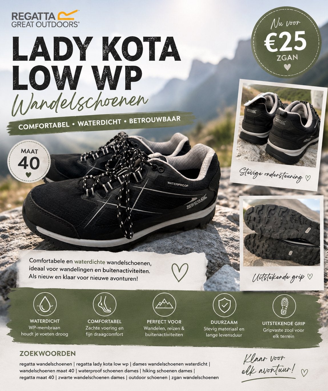 Regatta Lady Kota Low WP Wandelschoenen Maat 40, Ophalen of Verzenden, Zo goed als nieuw, Schoenen