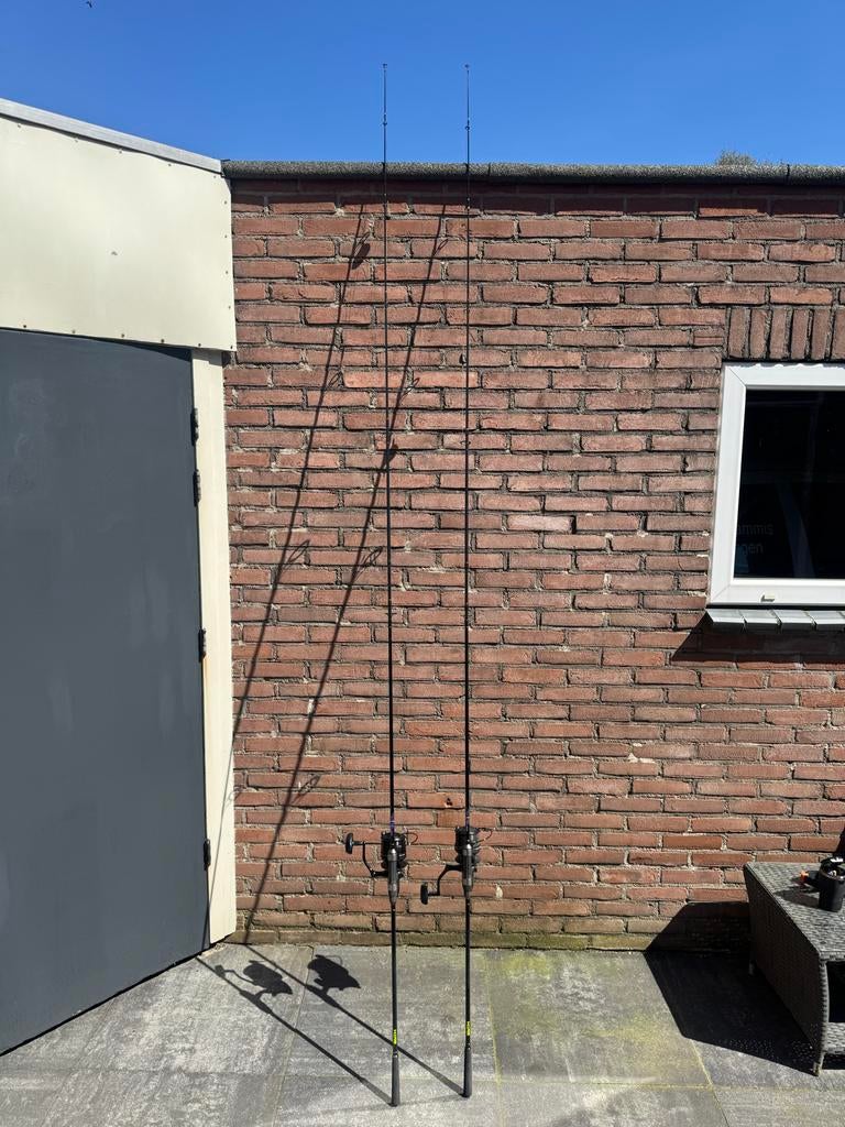 2x Complete Karperhengels met Molens, Ophalen, Gebruikt, Complete hengel