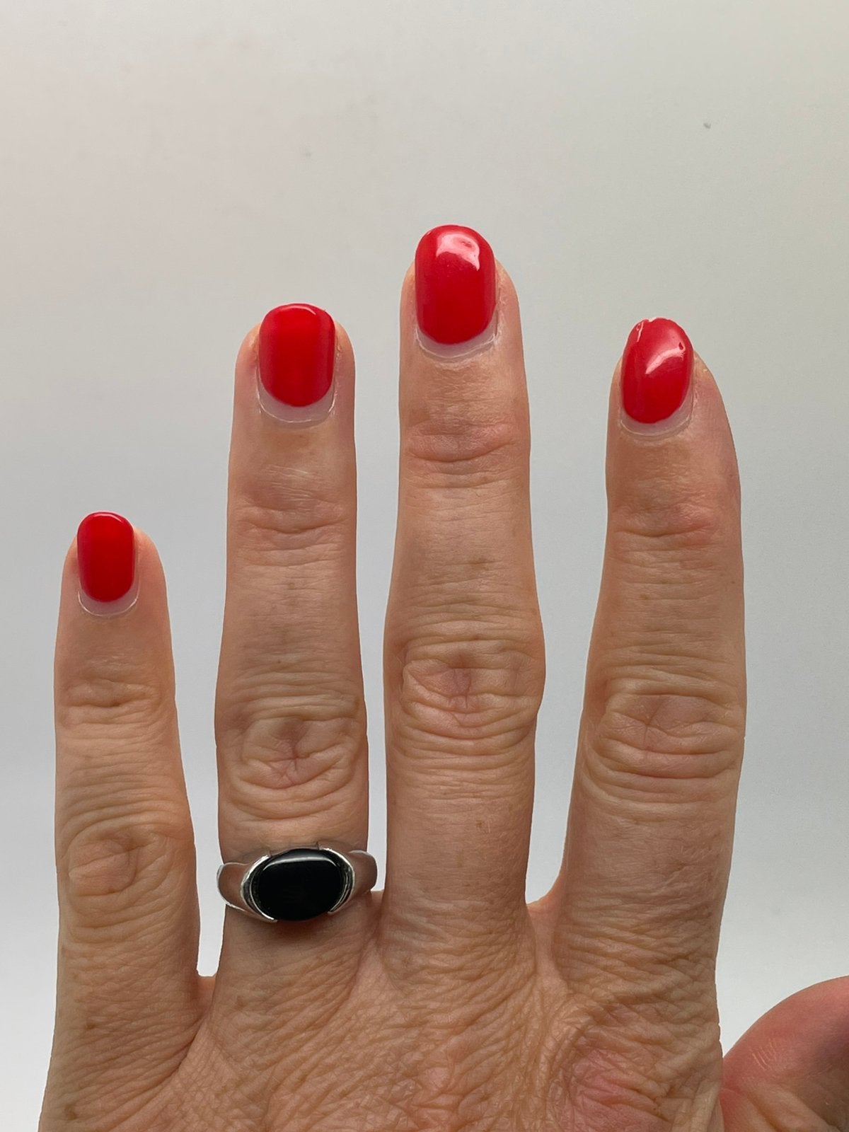 F265 Prachtige zilveren onyx ring (verstelbaar), Ophalen of Verzenden, Zilver, Ring, Met edelsteen