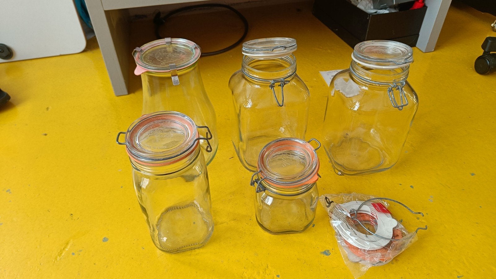 Set van 5 weckpotten - diverse maten, Ophalen, Voorraadpot, Overige merken, Glas