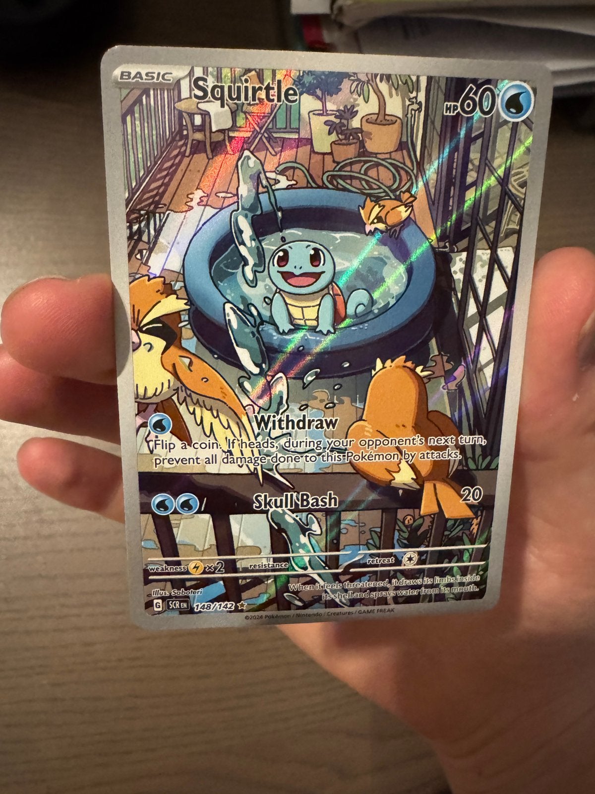 Pokemon Squirtle 148/142 Illustration Rare Stellar Crown, Hobby en Vrije tijd, Verzamelkaartspellen | Pokémon, Ophalen of Verzenden