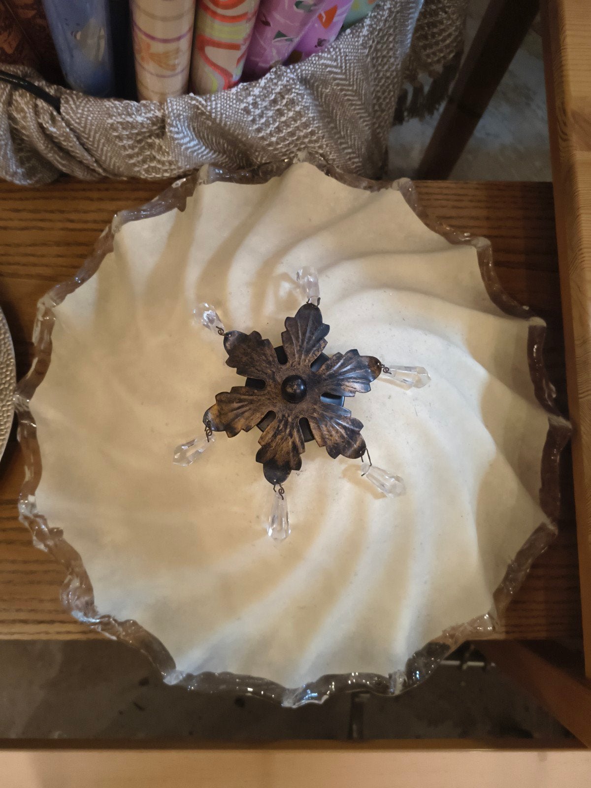 Unieke glazen plafondlamp, Ophalen of Verzenden, Zo goed als nieuw, Glas