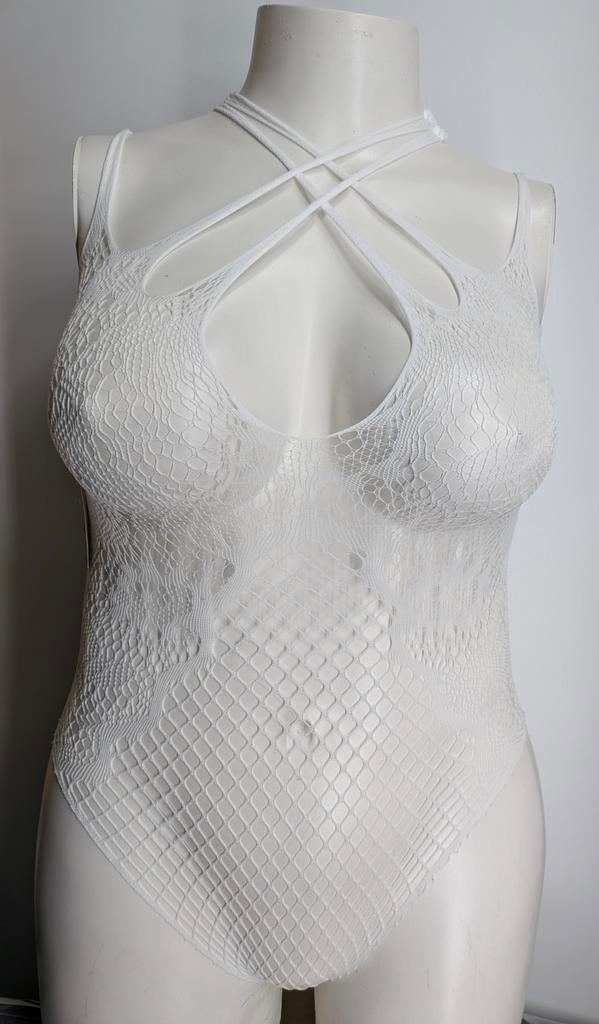 Sexy witte body met open kruis - Nieuw (2609*), Wit, Ophalen of Verzenden, Onbekend, Onbekend