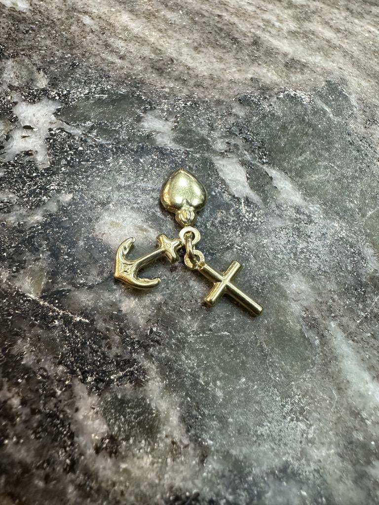 14k Gouden Geloof, Liefde & Hoop Hanger, Ophalen of Verzenden, Gebruikt, Goud, Kruis of Symbool