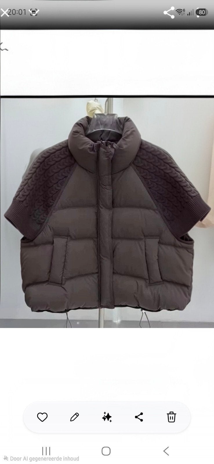 Stoere bruine bodywarmer met gebreide mouwen, Kleding | Dames, Ophalen of Verzenden, Zo goed als nieuw, Maat 42/44 (L), Bruin