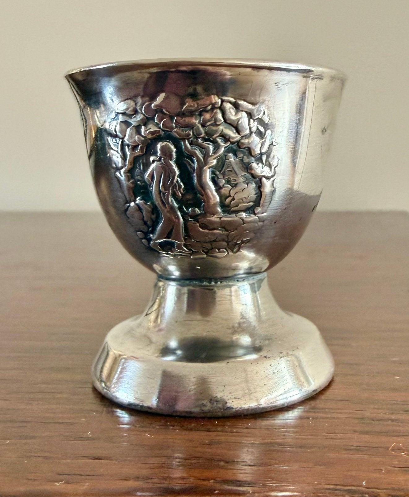 Verzilverd eierdopje ‘Sneeuwwitje’, Antiek en Kunst, Ophalen of Verzenden