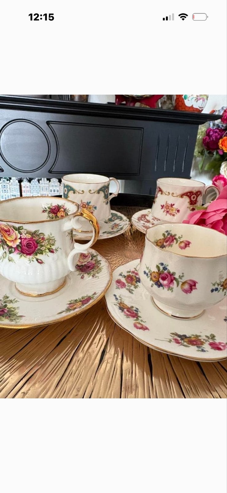 Elizabethan Fine Bone China Kopjes en Schotels (4 sets), Ophalen of Verzenden