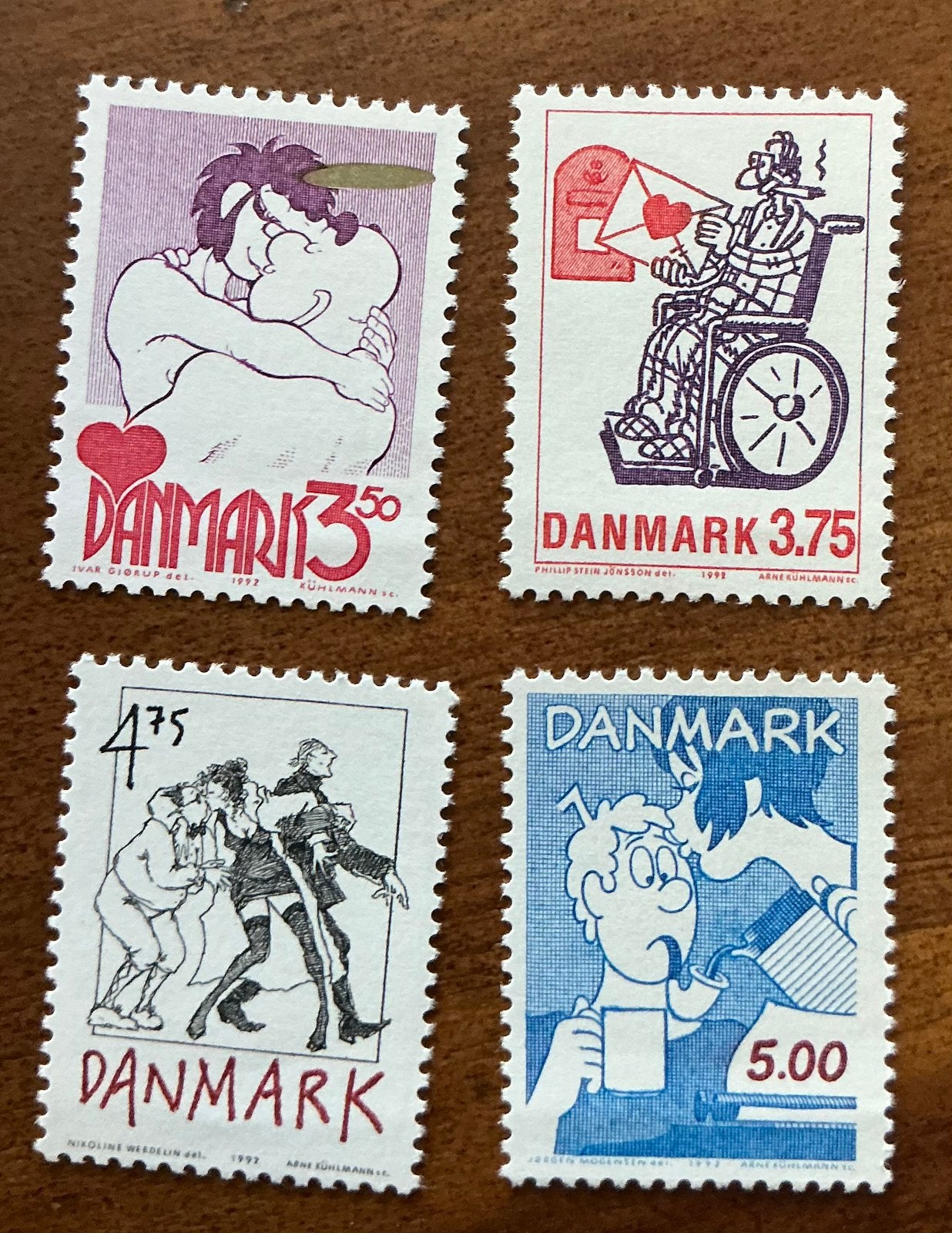 DENEMARKEN JAAR 1992 NRS. 1039+40+41+42, Ophalen of Verzenden