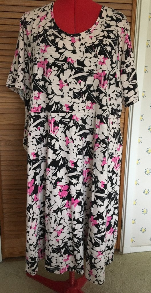 Ulla Popken 100% katoen jersey A-line jurk maat 52/54, Meerkleurig, Maat 46/48 (XL) of groter, Ulla Popken, Ophalen of Verzenden