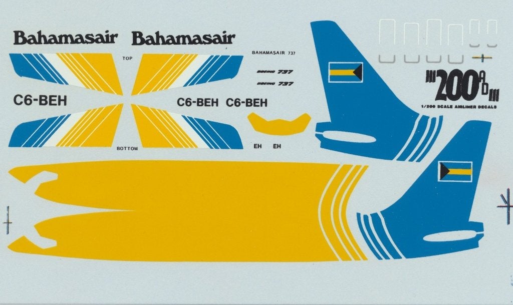 1/200 airline decals Boeing 737-200 Bahama Air 1/200, Hobby en Vrije tijd, Overige merken, 1:200 of kleiner, Ophalen of Verzenden